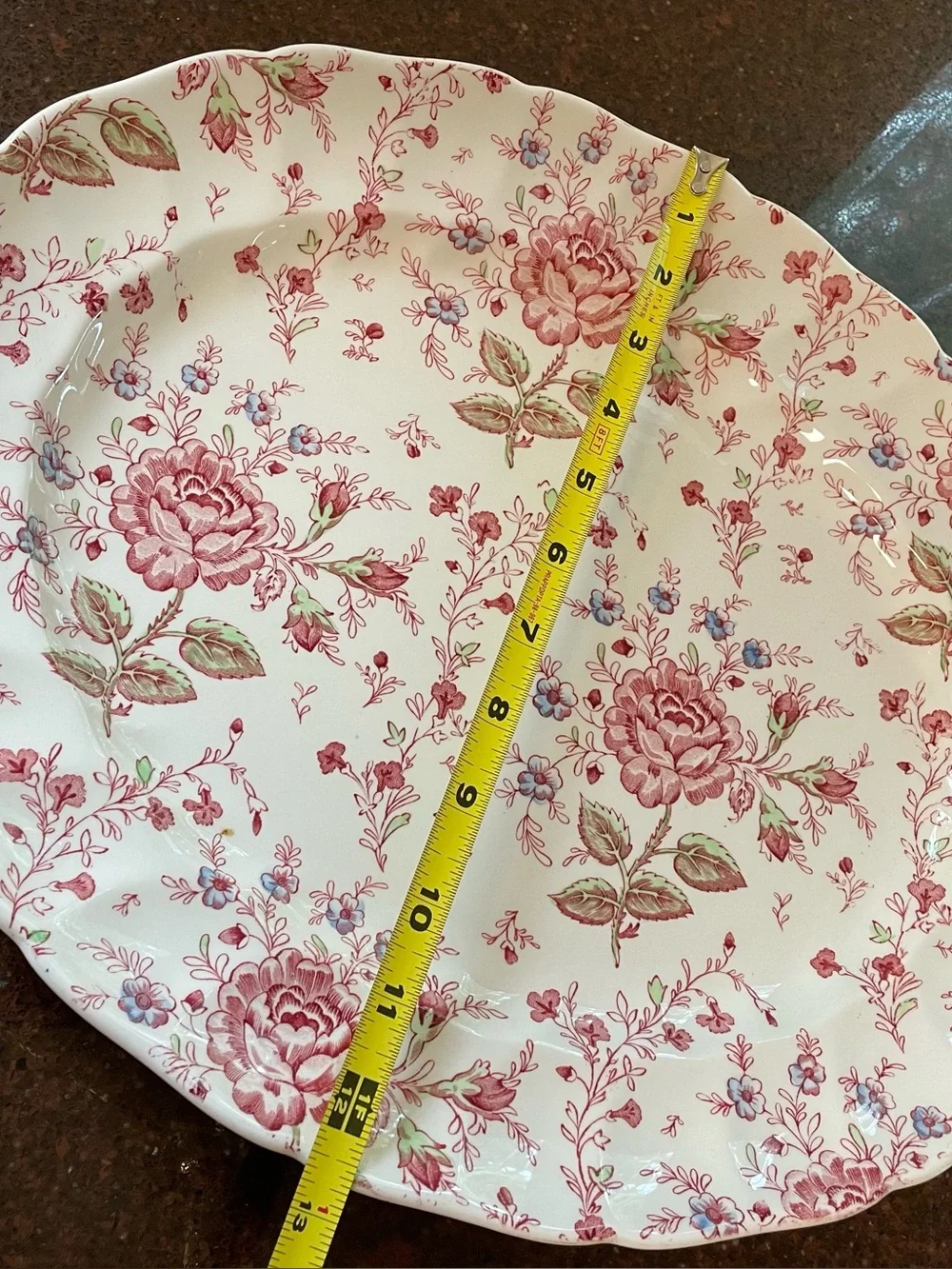 Vintage Johnson Brothers Large Rose Chintz Serving Platter Cottagecore 15” x 13”